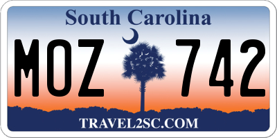 SC license plate MOZ742