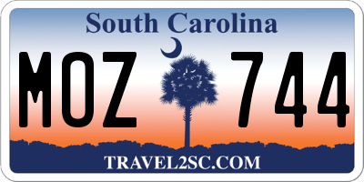 SC license plate MOZ744