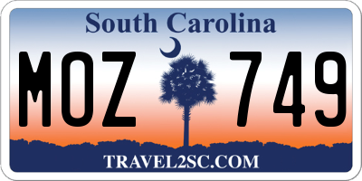 SC license plate MOZ749
