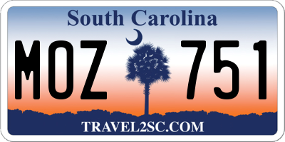 SC license plate MOZ751