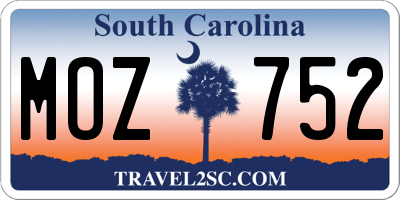 SC license plate MOZ752