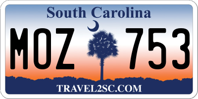 SC license plate MOZ753