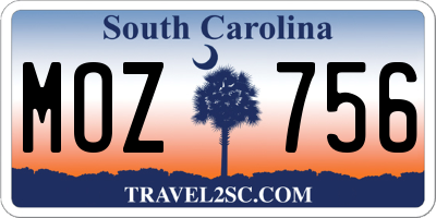 SC license plate MOZ756
