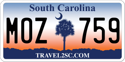 SC license plate MOZ759