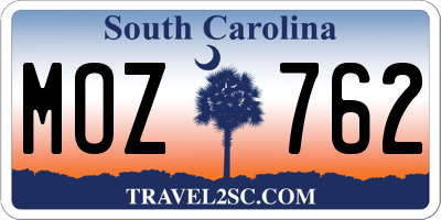 SC license plate MOZ762
