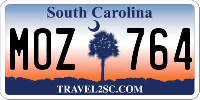 SC license plate MOZ764