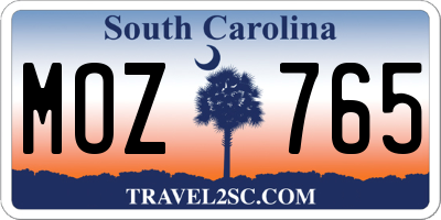 SC license plate MOZ765