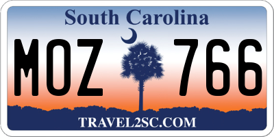 SC license plate MOZ766