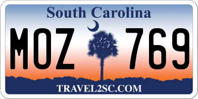 SC license plate MOZ769