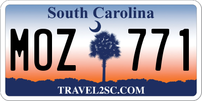 SC license plate MOZ771