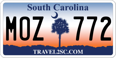 SC license plate MOZ772