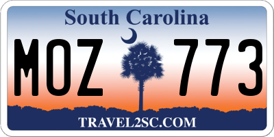SC license plate MOZ773