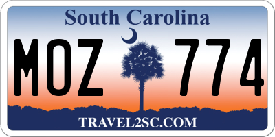SC license plate MOZ774