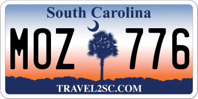 SC license plate MOZ776