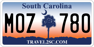 SC license plate MOZ780