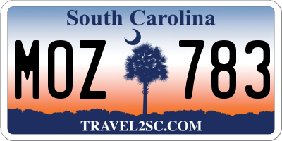 SC license plate MOZ783