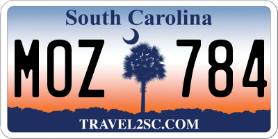SC license plate MOZ784