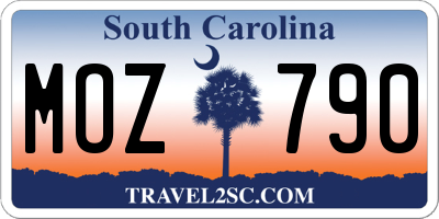 SC license plate MOZ790