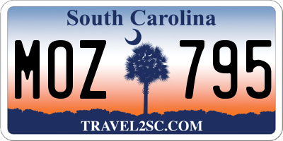 SC license plate MOZ795