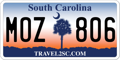 SC license plate MOZ806