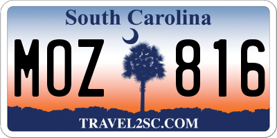 SC license plate MOZ816