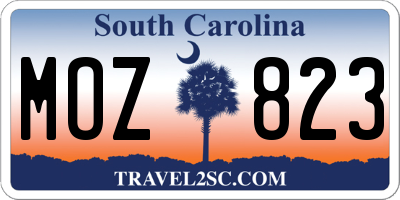 SC license plate MOZ823
