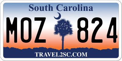SC license plate MOZ824