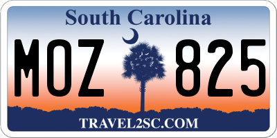 SC license plate MOZ825