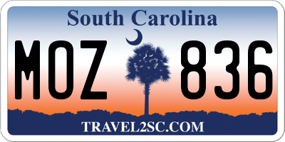 SC license plate MOZ836