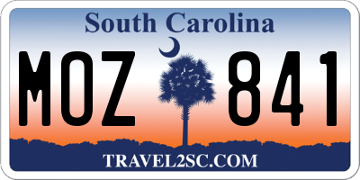 SC license plate MOZ841