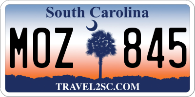 SC license plate MOZ845
