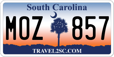 SC license plate MOZ857