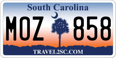 SC license plate MOZ858