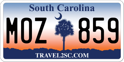 SC license plate MOZ859