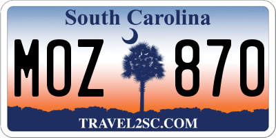SC license plate MOZ870