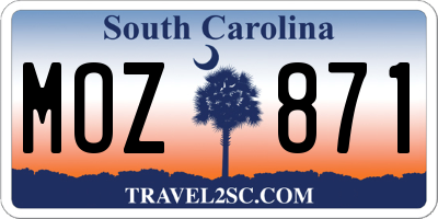 SC license plate MOZ871