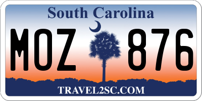 SC license plate MOZ876