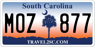 SC license plate MOZ877