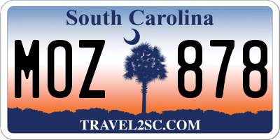 SC license plate MOZ878