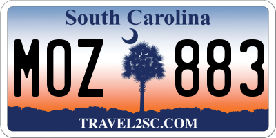 SC license plate MOZ883