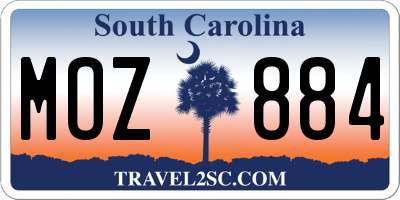SC license plate MOZ884