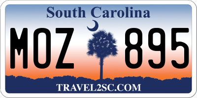 SC license plate MOZ895