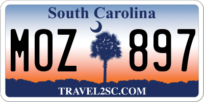 SC license plate MOZ897