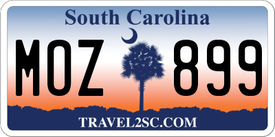 SC license plate MOZ899