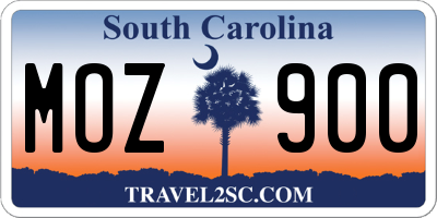 SC license plate MOZ900