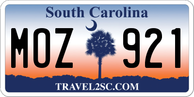 SC license plate MOZ921