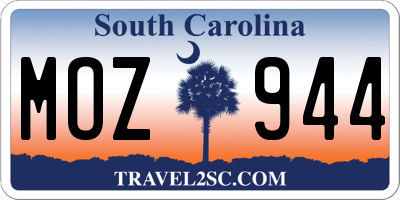 SC license plate MOZ944
