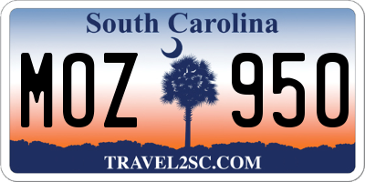 SC license plate MOZ950