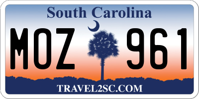 SC license plate MOZ961