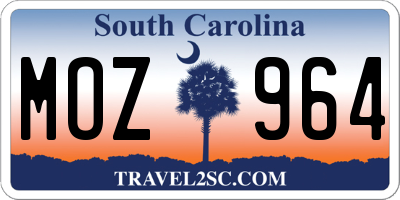 SC license plate MOZ964